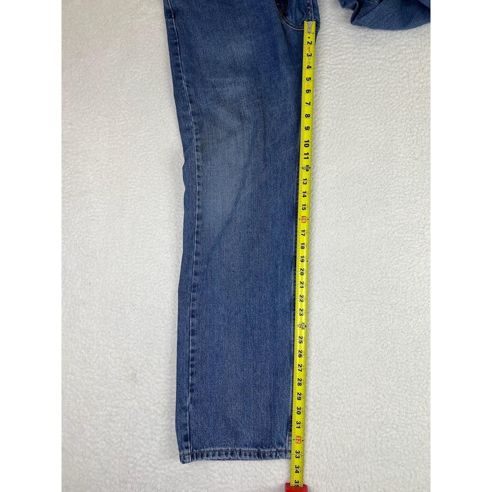 Levis 505 Jeans Mens 36x34 Blue Regular Straight Cotton Denim Pants Medium Wash - Picture 14 of 16
